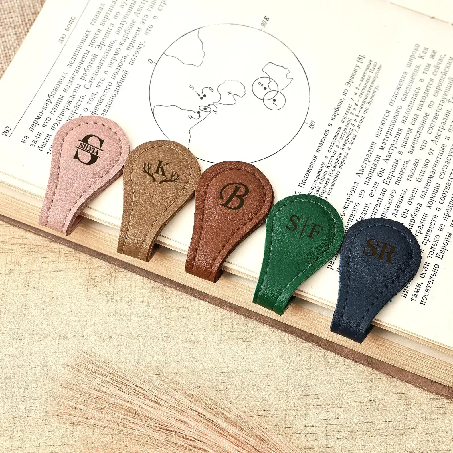 Personalized Leather Magnetic Bookmark – Initials/Name Gift for Men & Women