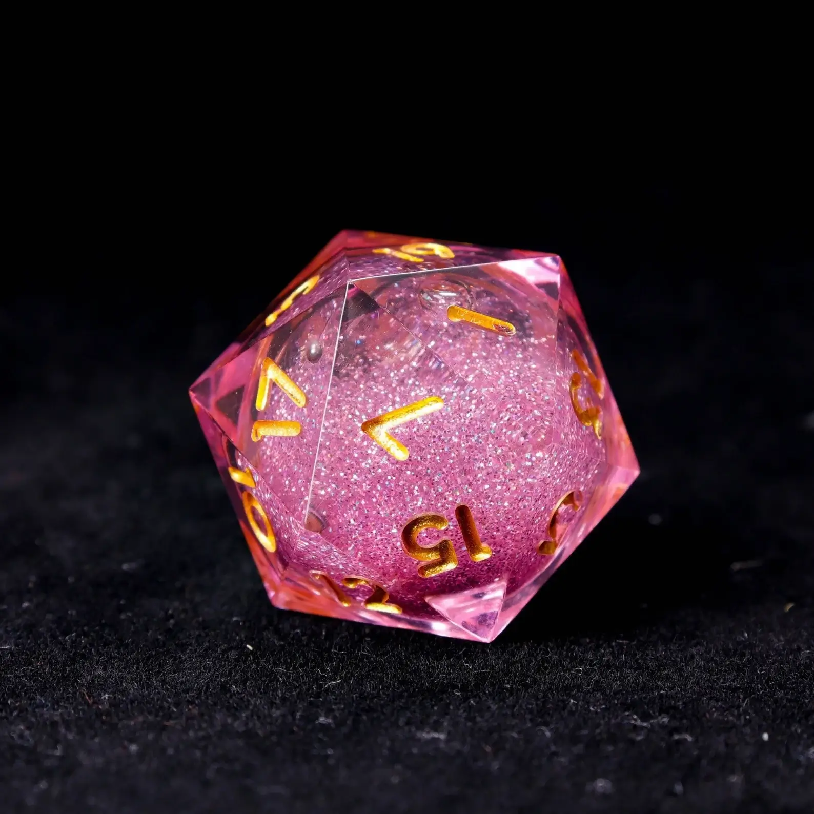 Pink Liquid Core DND Dice Set – Sharp D6 & D20, Birthday Gift for D&D Players