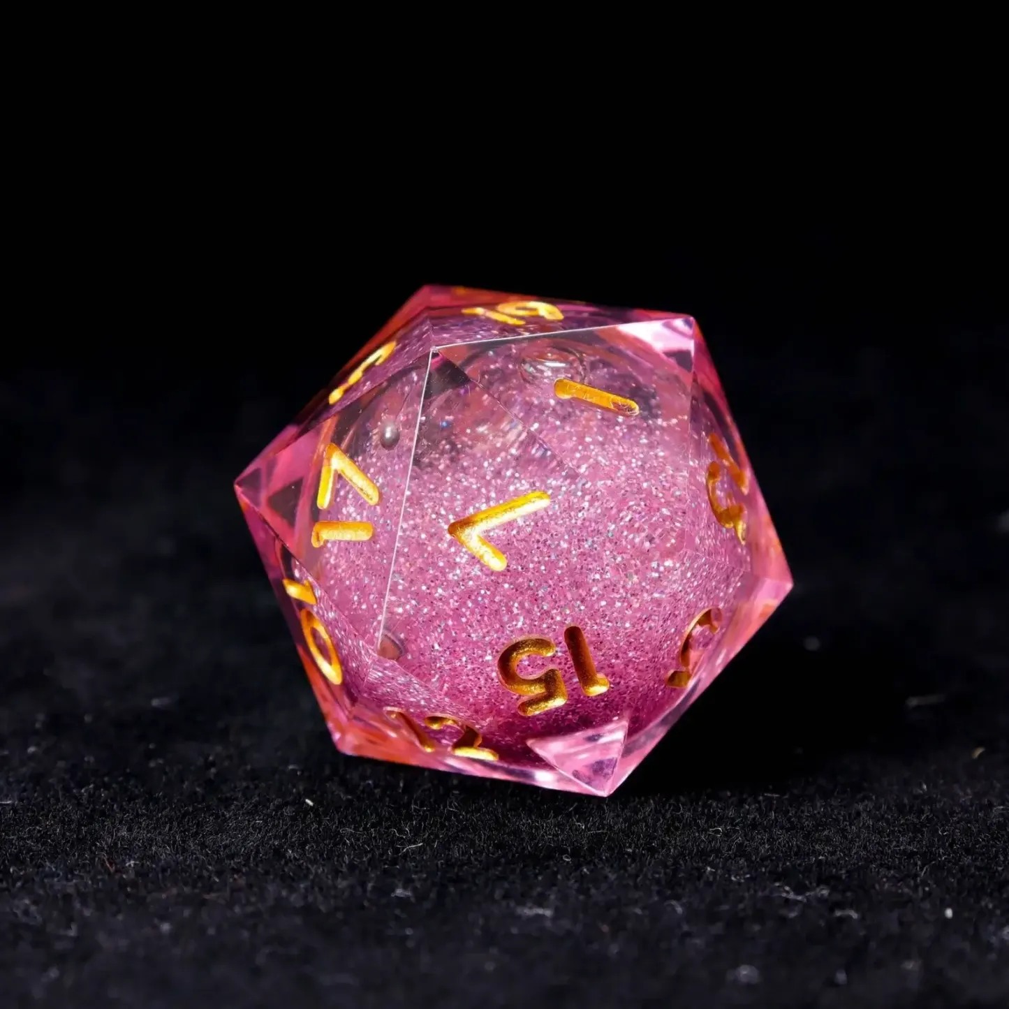Pink Liquid Core DND Dice Set – Sharp D6 & D20, Birthday Gift for D&D Players