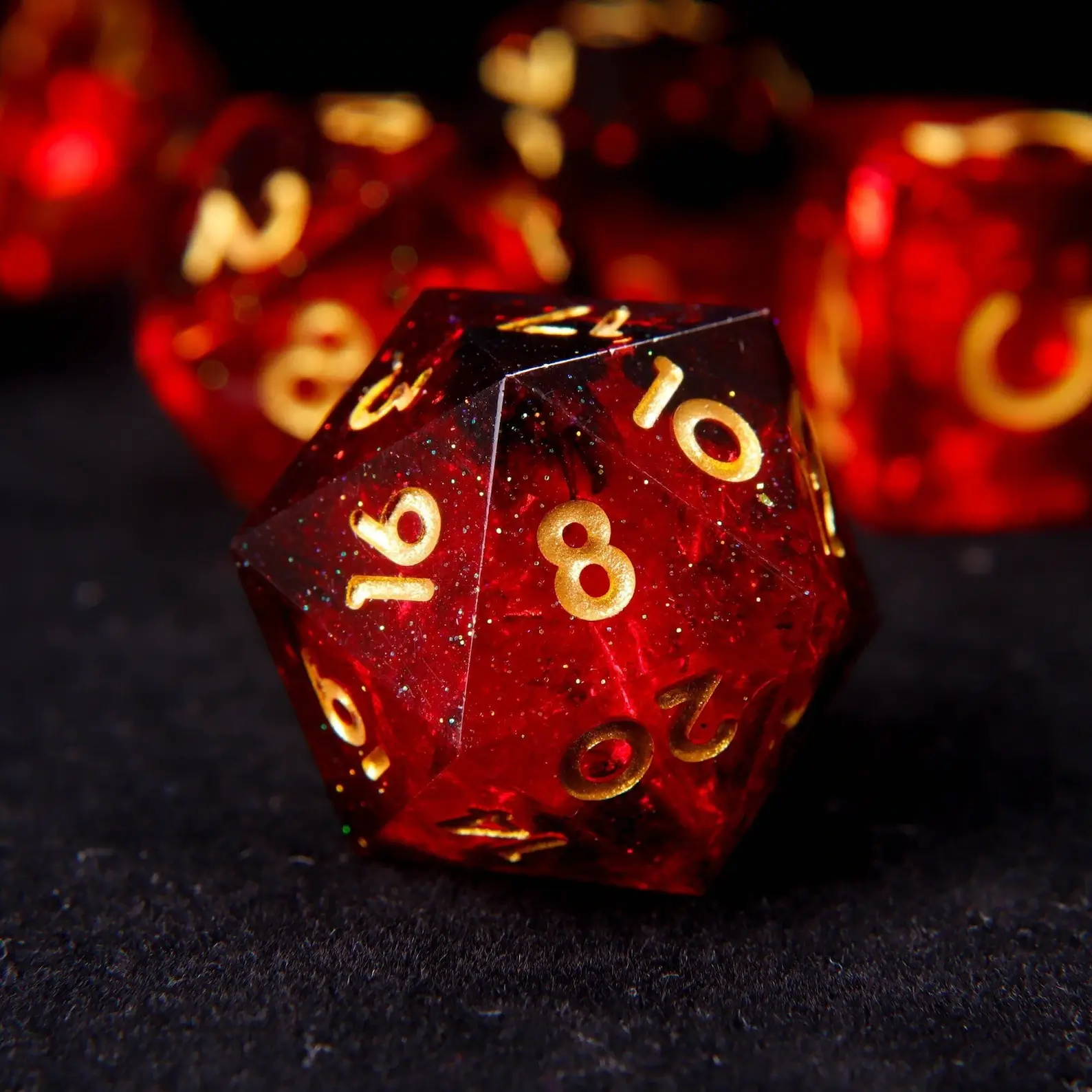 Fiery Red Sharp Edges Dungeons & Dragons Polyhedron RPG Dice Set DND