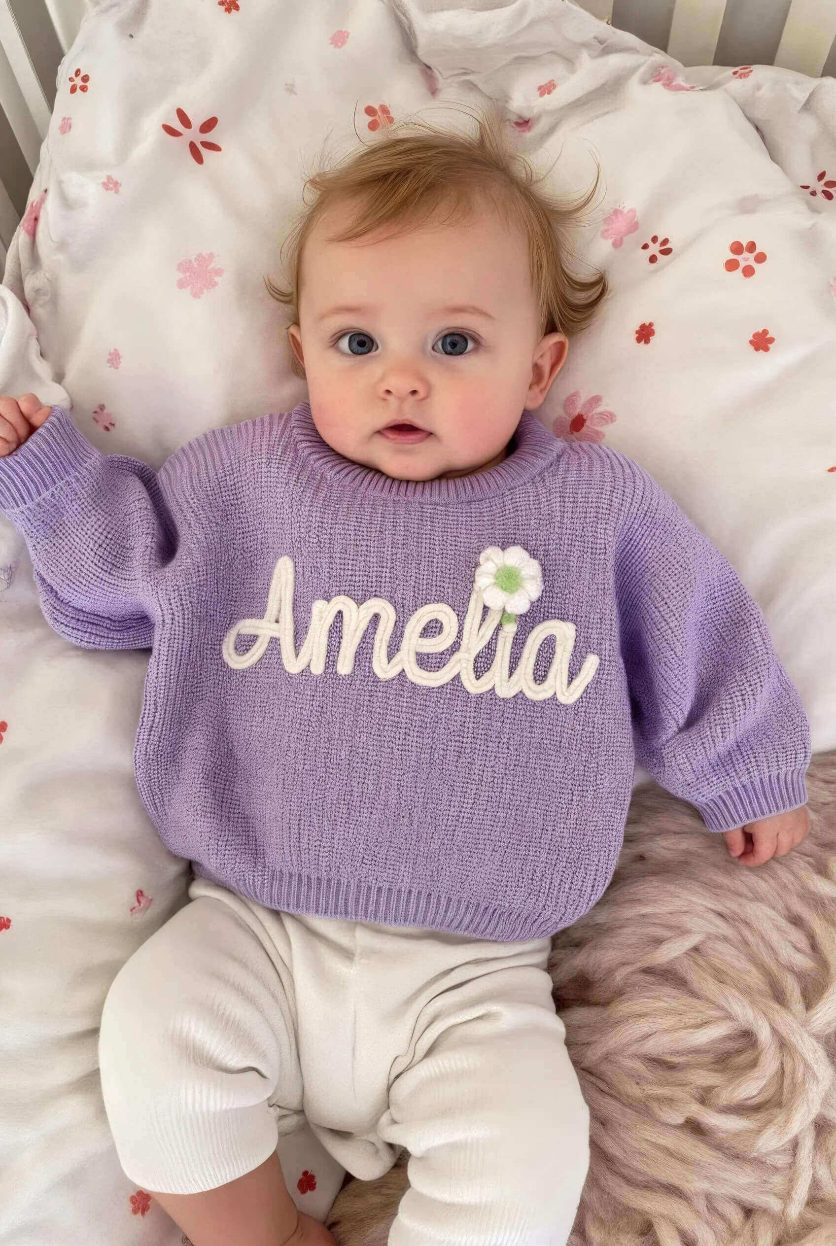 Custom Embroidered Baby Name Sweater – Light & Soft Personalized Gift