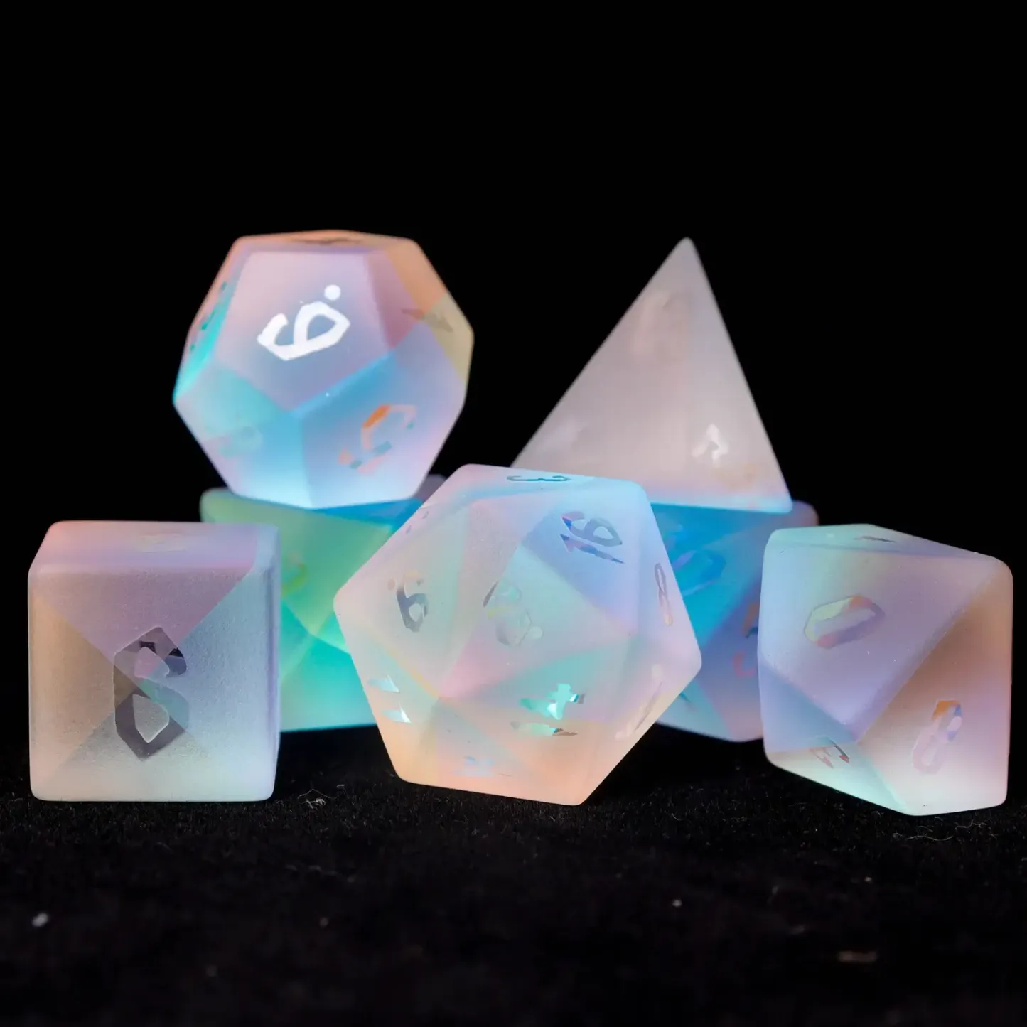 Rainbow Stained Glass DND Dice – Transparent Crystal-Like Dice for Collectors & Gamers