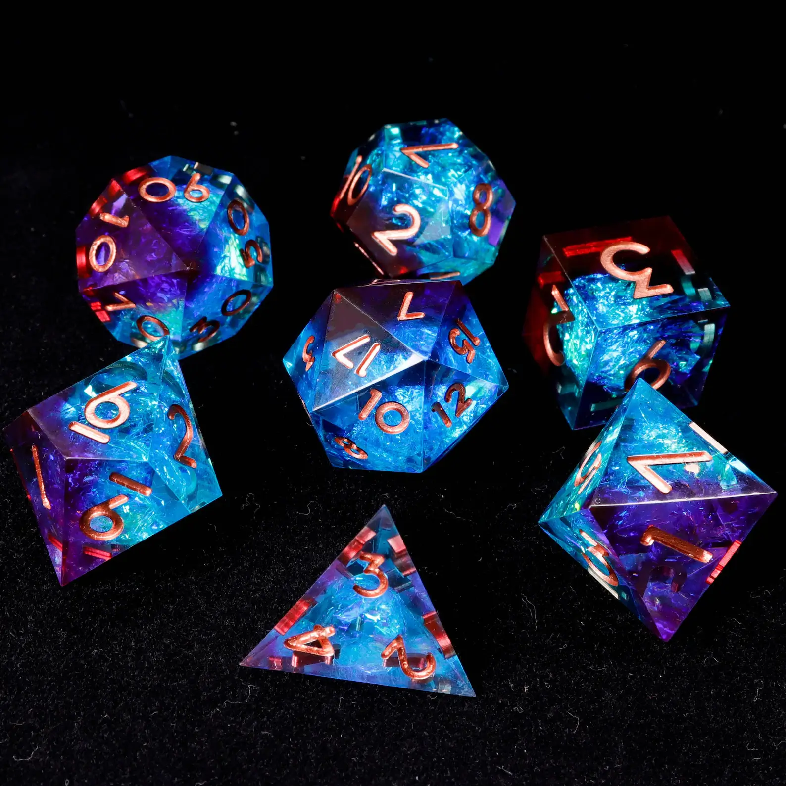Purple & Blue D&D Dice Set – Perfect Gift for Players & Collectors