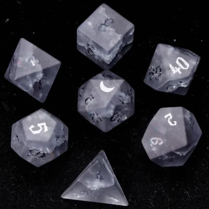Black Sparkle D&D Gem Dice Set – Matte Black, Sharp Edge, Perfect RPG Gift for Boyfriend