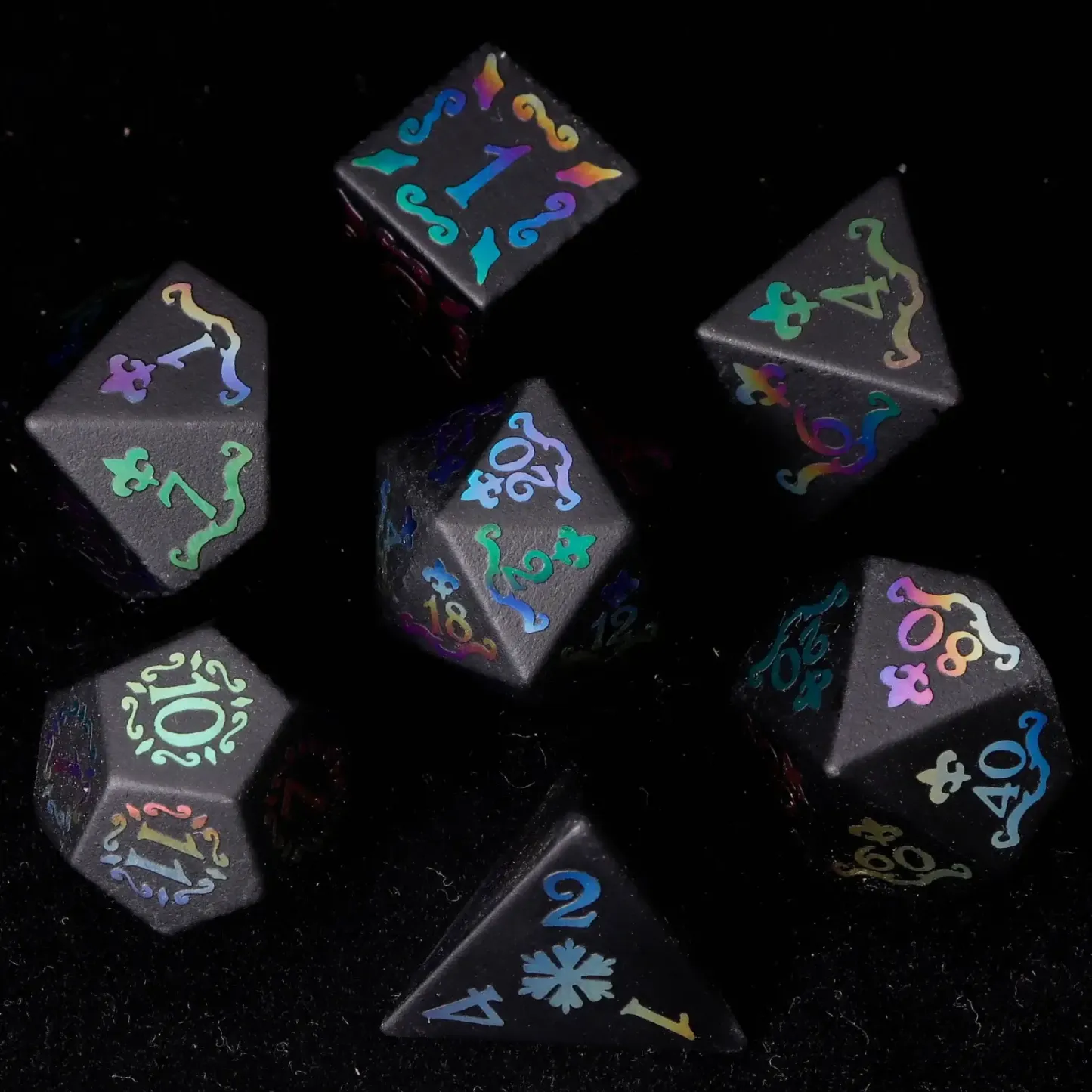Black Obsidian D&D Gem Dice Set – Matte Black, Sharp Edge, Perfect RPG Gift for Friends