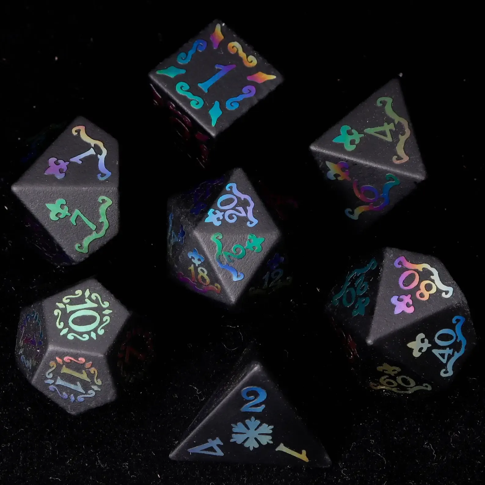 Black Obsidian D&D Gem Dice Set – Matte Black, Sharp Edge, Perfect RPG Gift for Friends