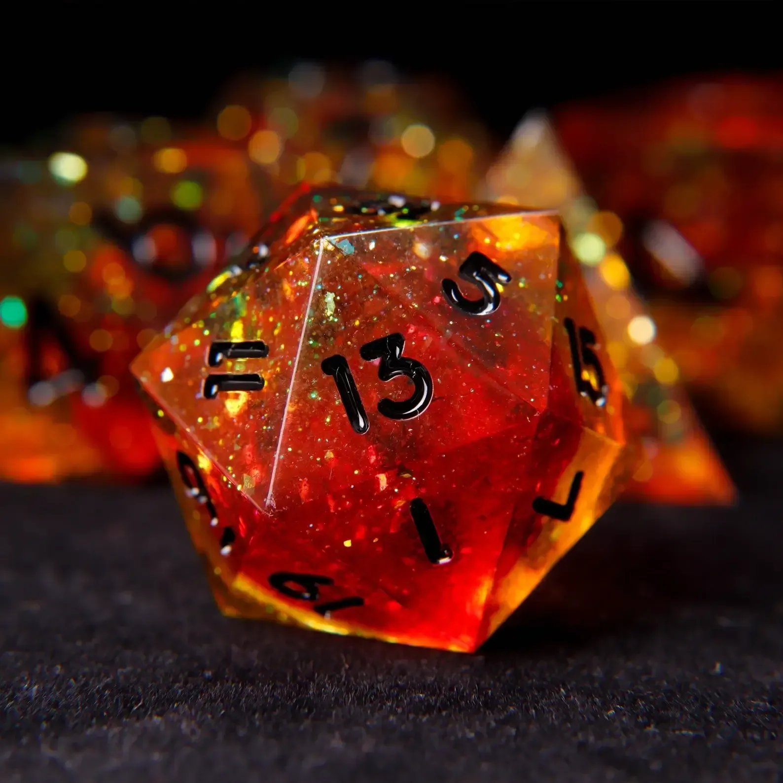 Orange D&D Dice Set – Sharp Edge D6 & D20, Polyhedral RPG Victory Gift