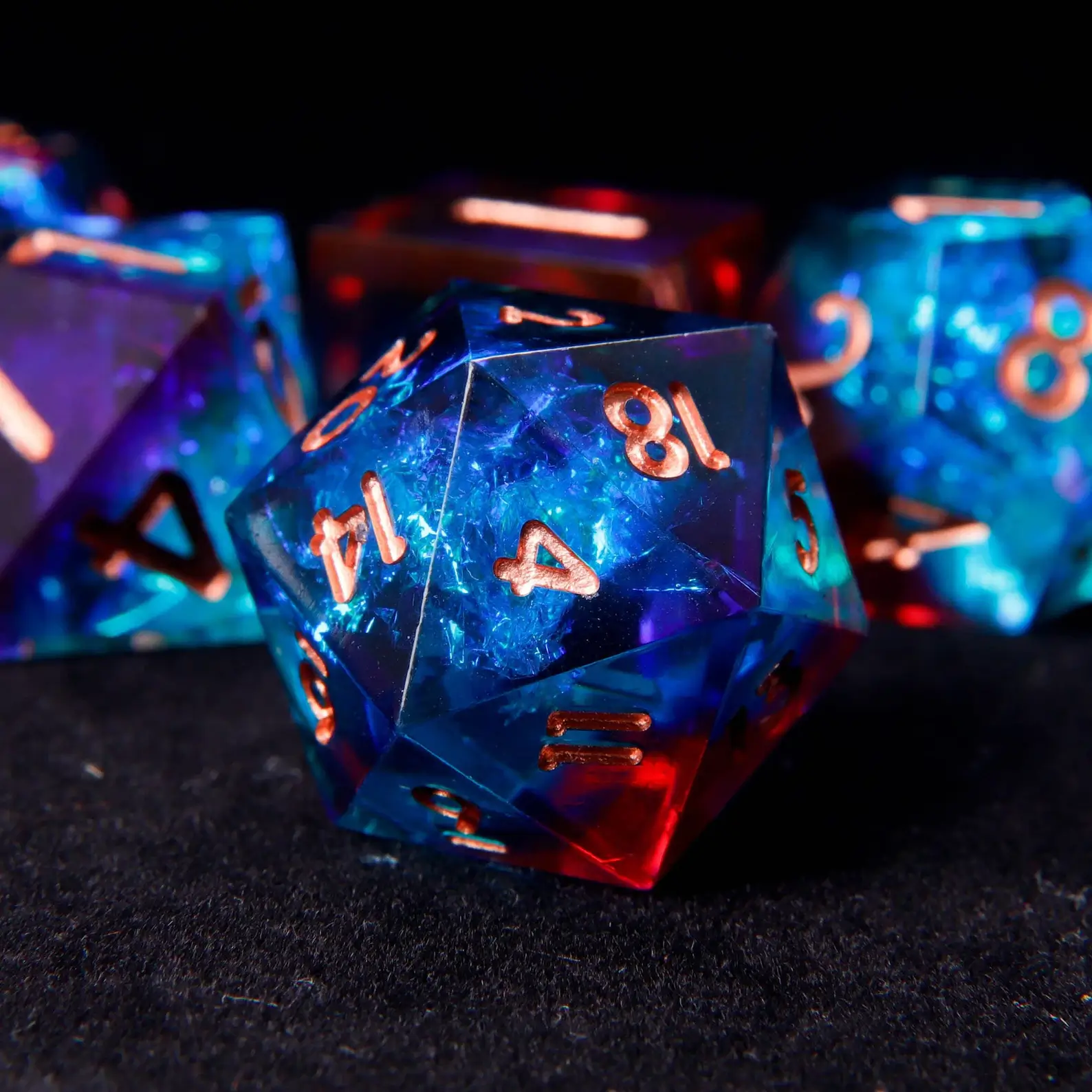 Purple & Blue D&D Dice Set – Perfect Gift for Players & Collectors