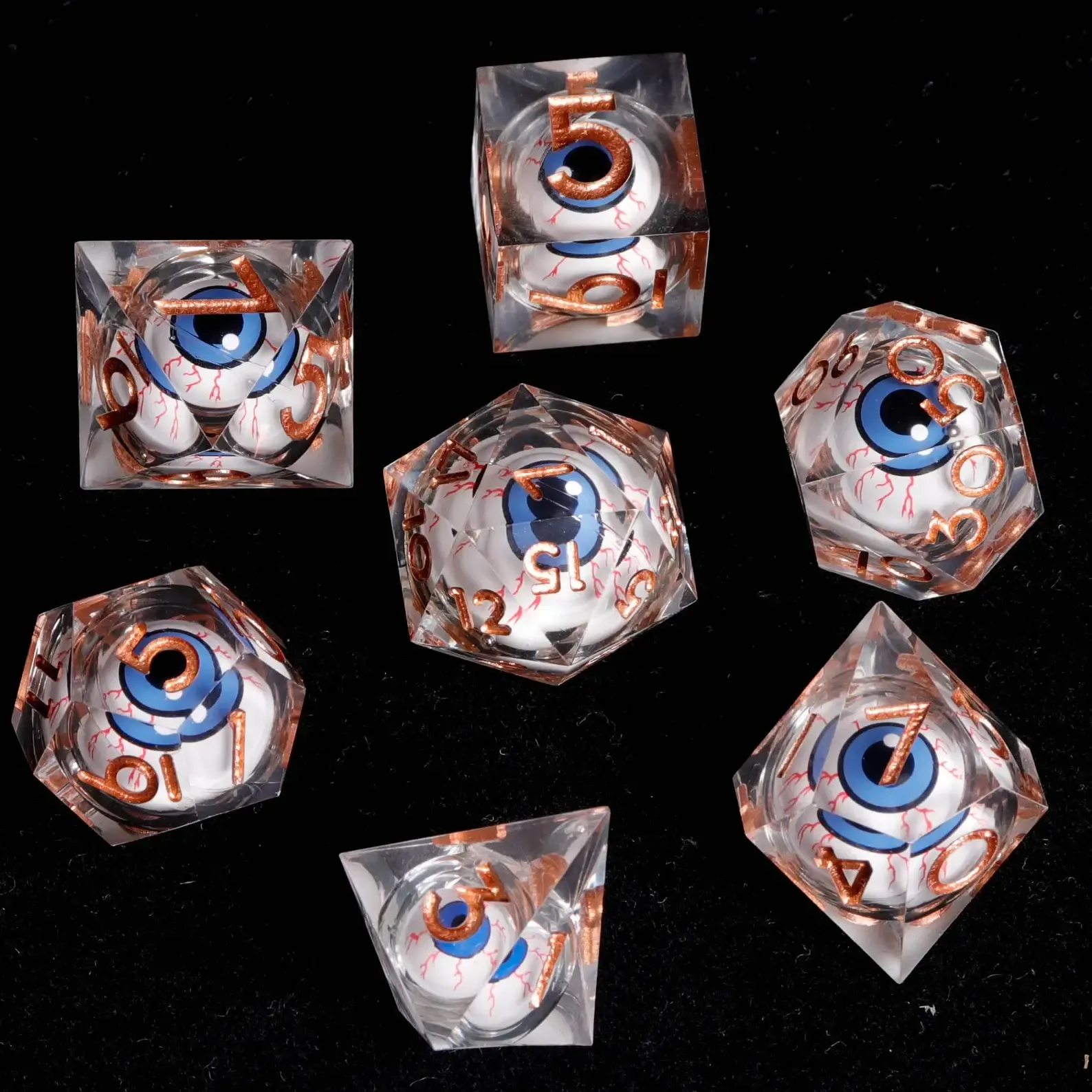 Moving Eyes D&D Dice Set – Liquid Core D6 & D20, Sharp Edge RPG Dice, Perfect Gift for Players