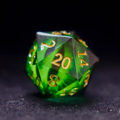 Demon’s Eye Dice Set – Green Eyes Sharp Edge D6 & D20, Perfect Gift-giftyourways