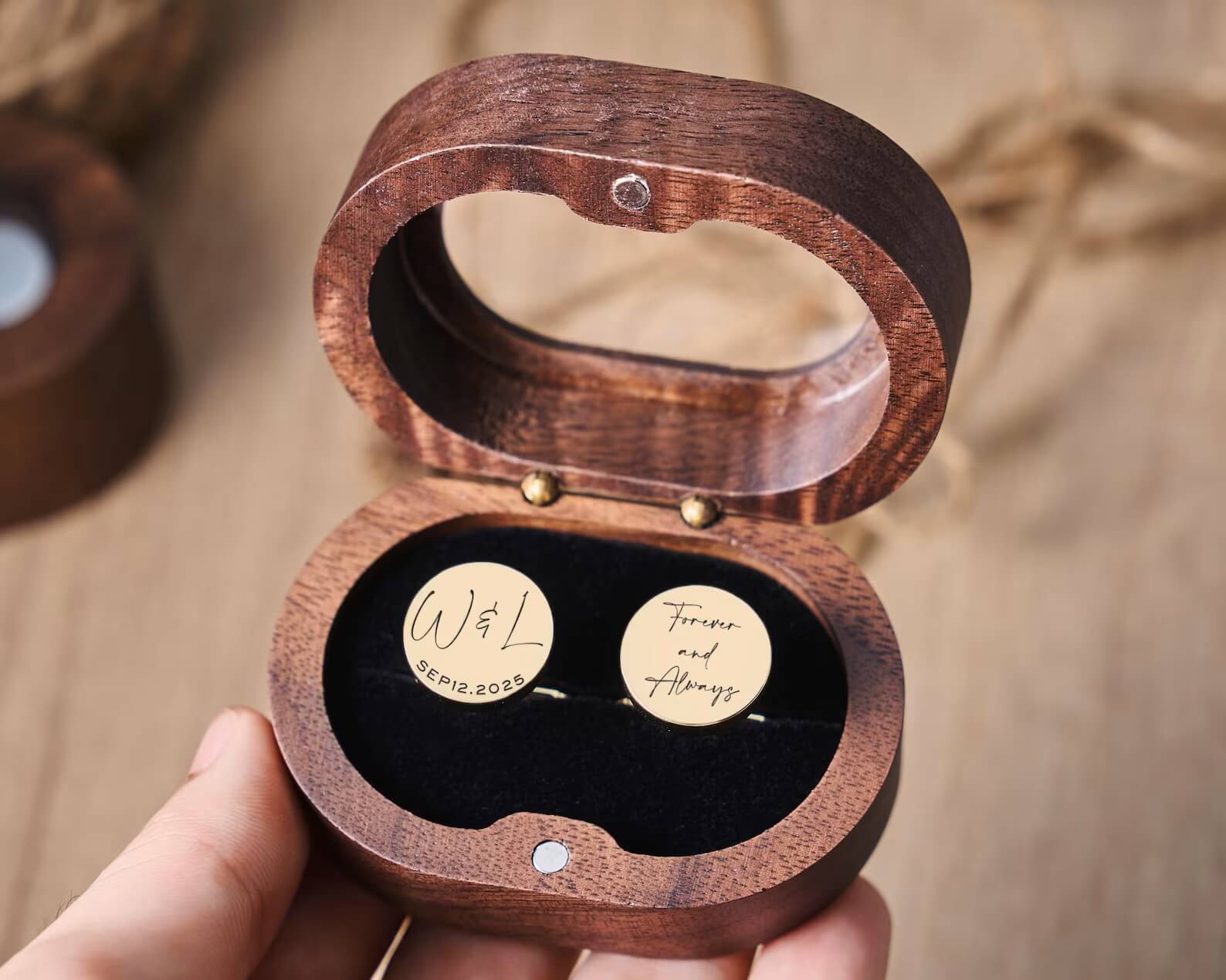Personalized Engraved Cufflinks with Versatile Gift Box – Wedding & Anniversary Gift