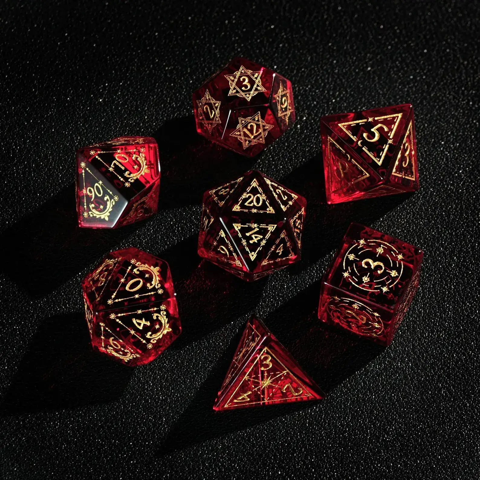 Red Garnet DND Dice Set – Handcrafted Polyhedral RPG Dice Gift