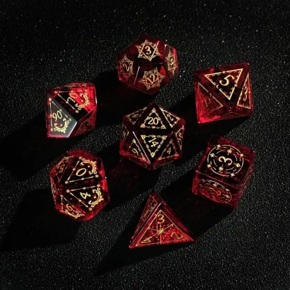Red Garnet DND Dice Set – Handcrafted Polyhedral RPG Dice Gift