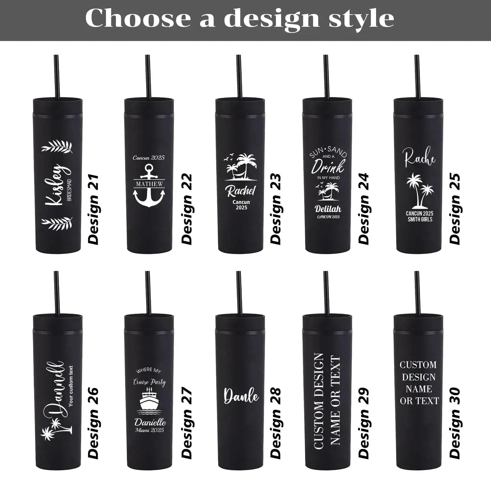 Personalized Skinny 16oz Tumbler with Straw – Bridesmaid Gift Idea