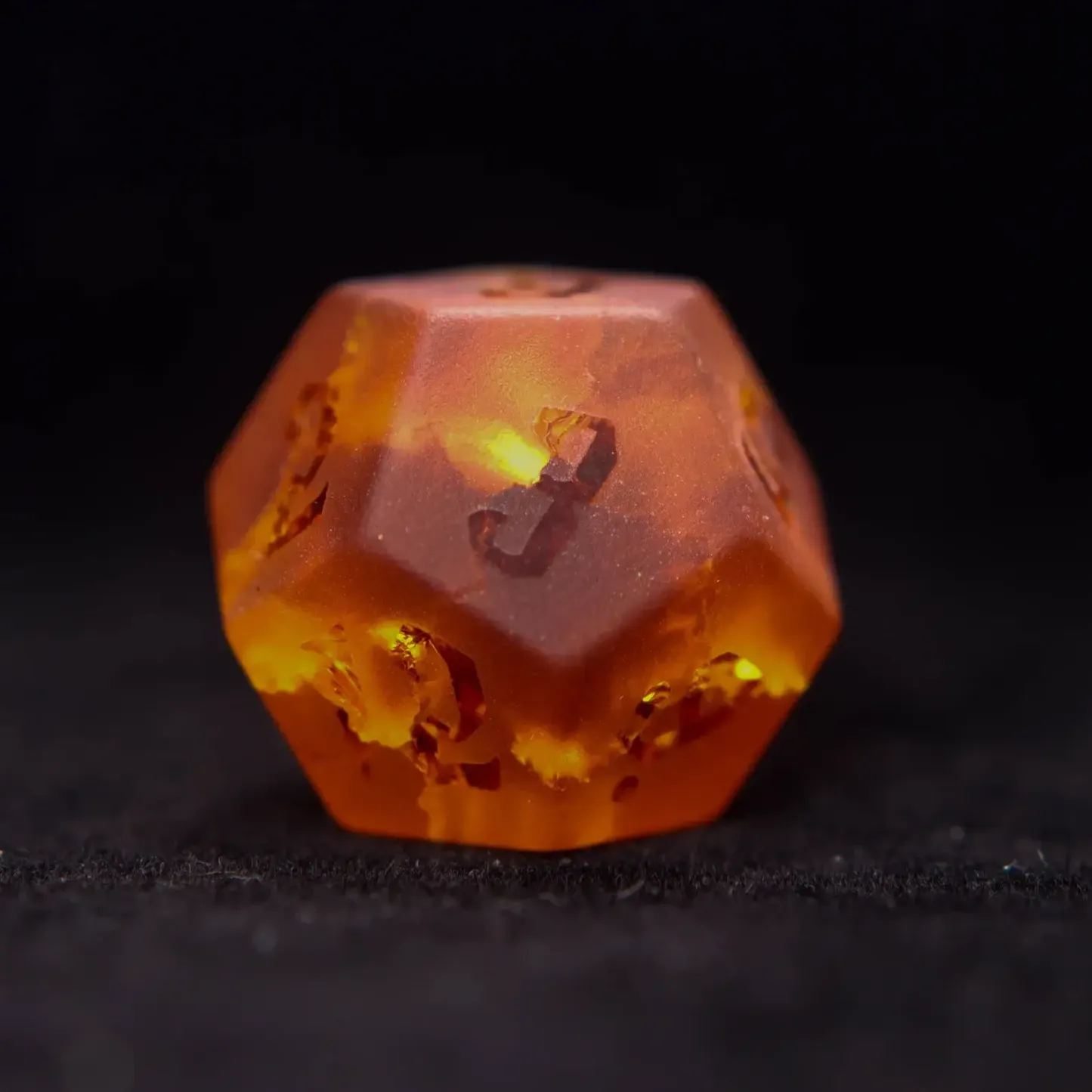 Orange Glass Sharp Edge D&D Dice Set, Dungeons and Dragons Polyhedral RPG Gemstone Dice Set