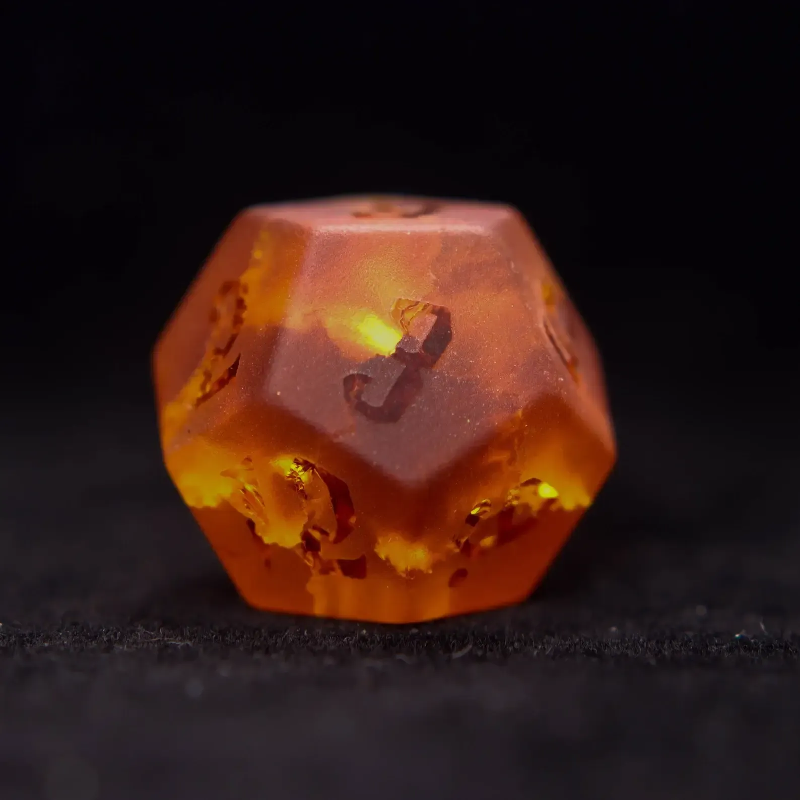 Orange Glass Sharp Edge D&D Dice Set, Dungeons and Dragons Polyhedral RPG Gemstone Dice Set