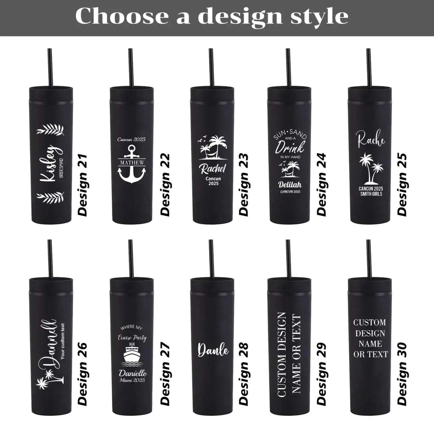 Personalized Skinny 16oz Tumbler with Straw – Bridesmaid Gift Idea