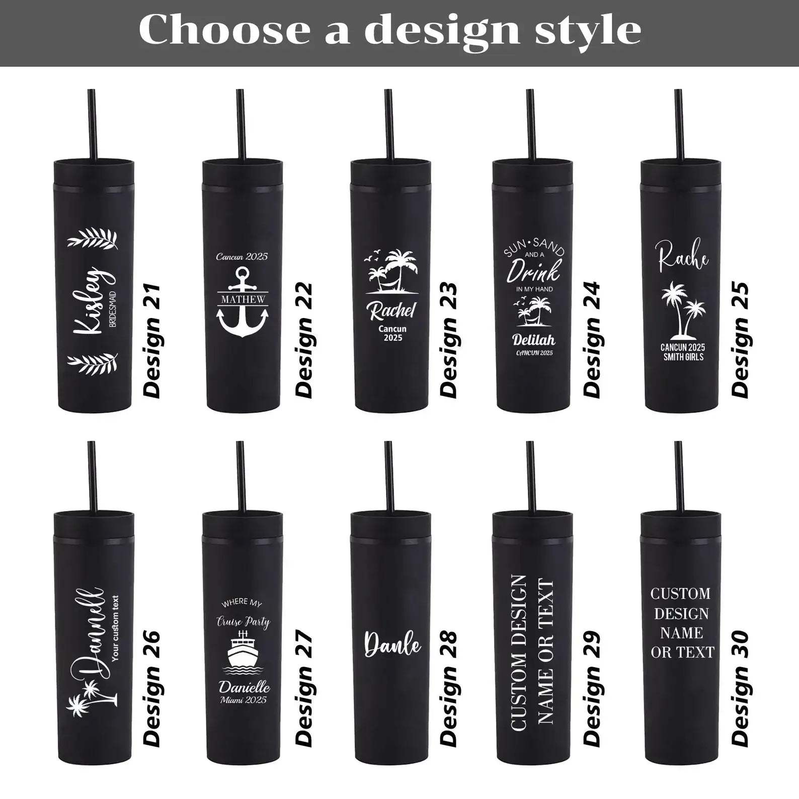 Personalized Skinny 16oz Tumbler with Straw – Bridesmaid Gift Idea