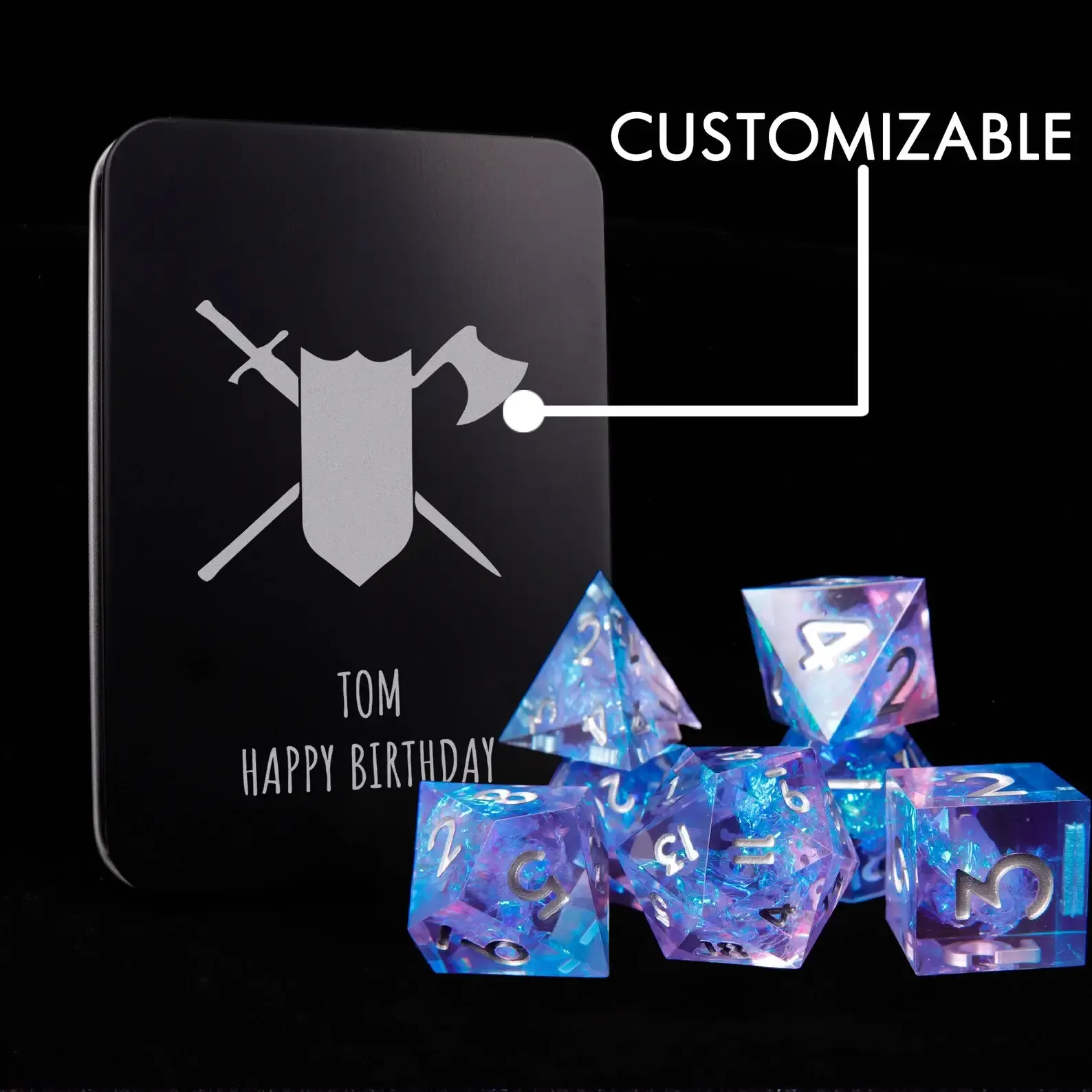 Light Purple & Blue DND Dice Set – Perfect Birthday Gift, Sharp Edge D&D Polyhedral Dice (D6, D20)