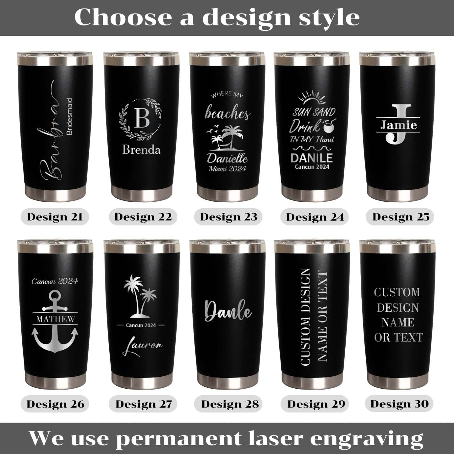 Custom Name Tumbler- Bridesmaid & Birthday Gift, Family Vacation Gift