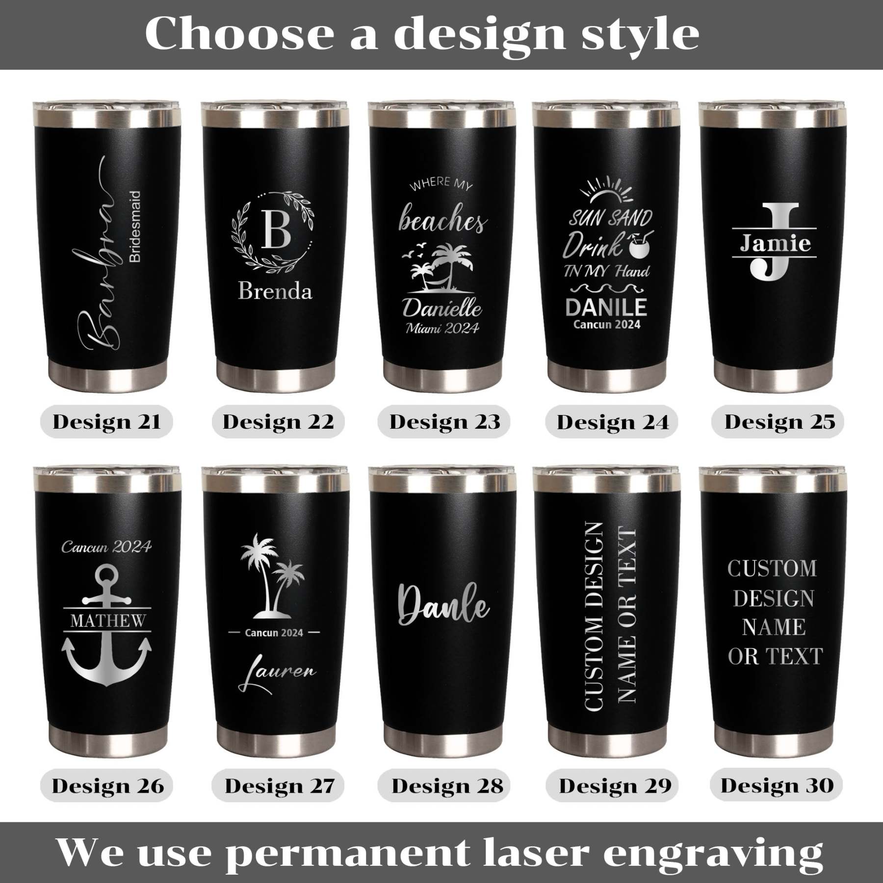 Custom Name Tumbler- Bridesmaid & Birthday Gift, Family Vacation Gift