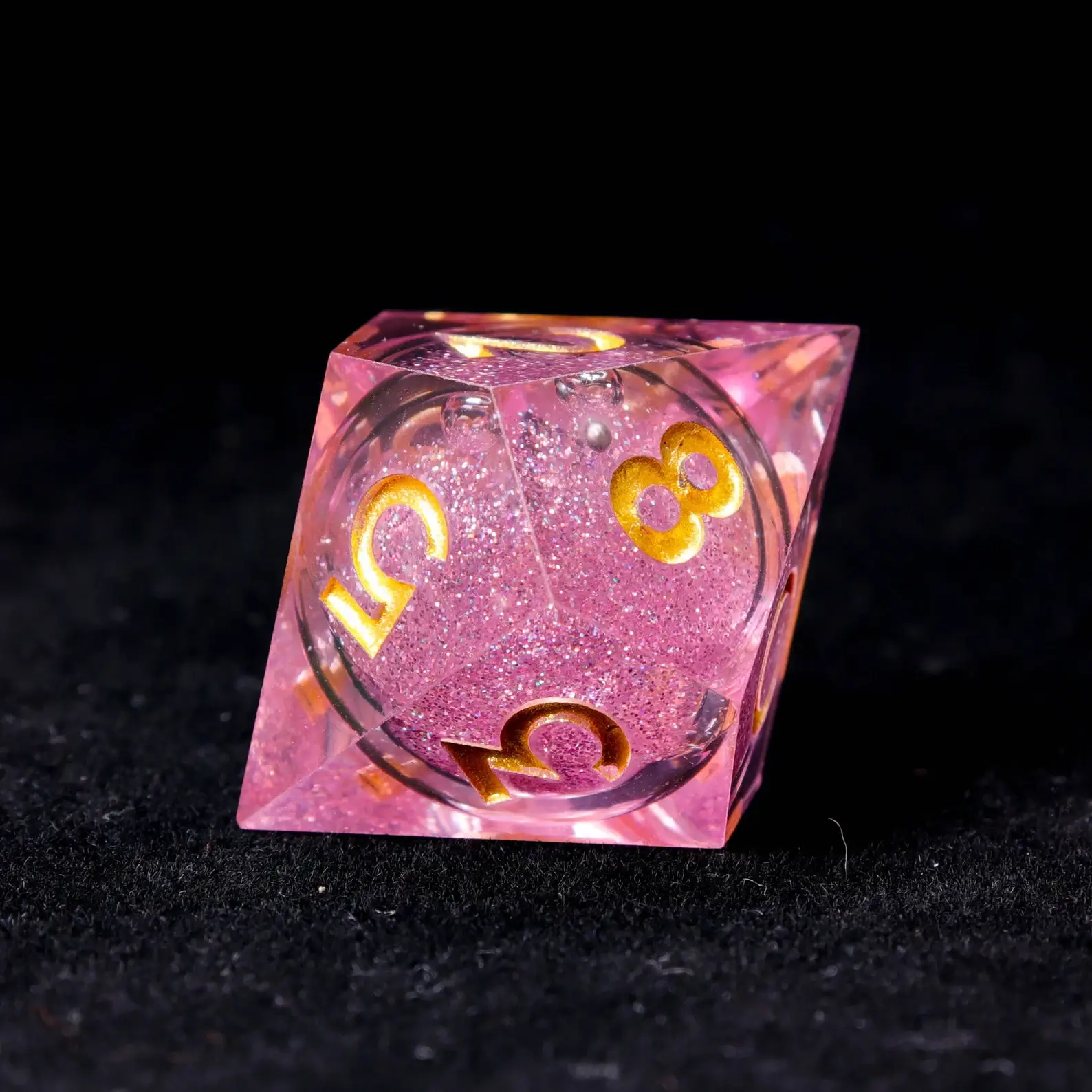Pink Liquid Core DND Dice Set – Sharp D6 & D20, Birthday Gift for D&D Players