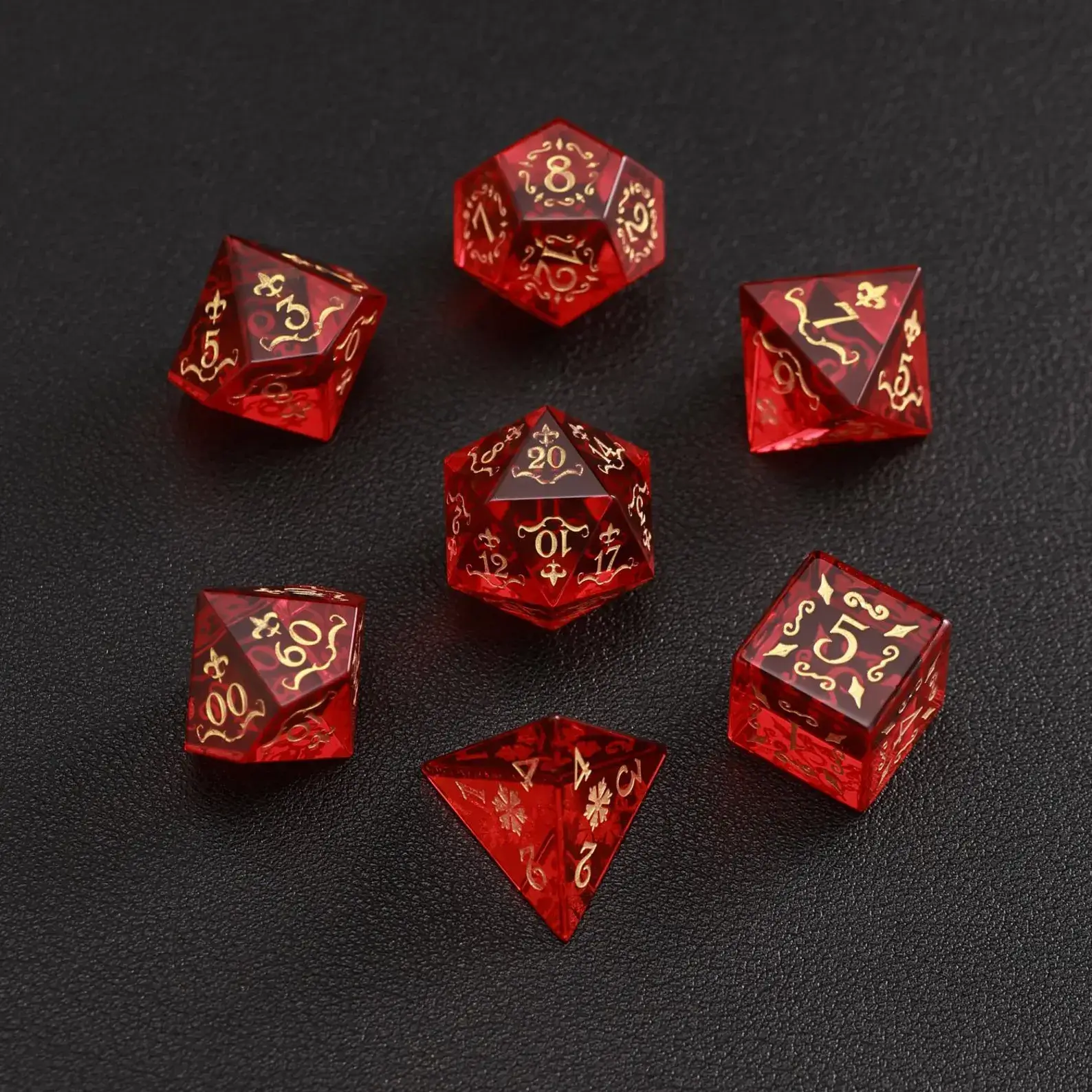 Red Garnet DND Dice Set – Dungeons & Dragons Polyhedron RPG Gem Dice Set