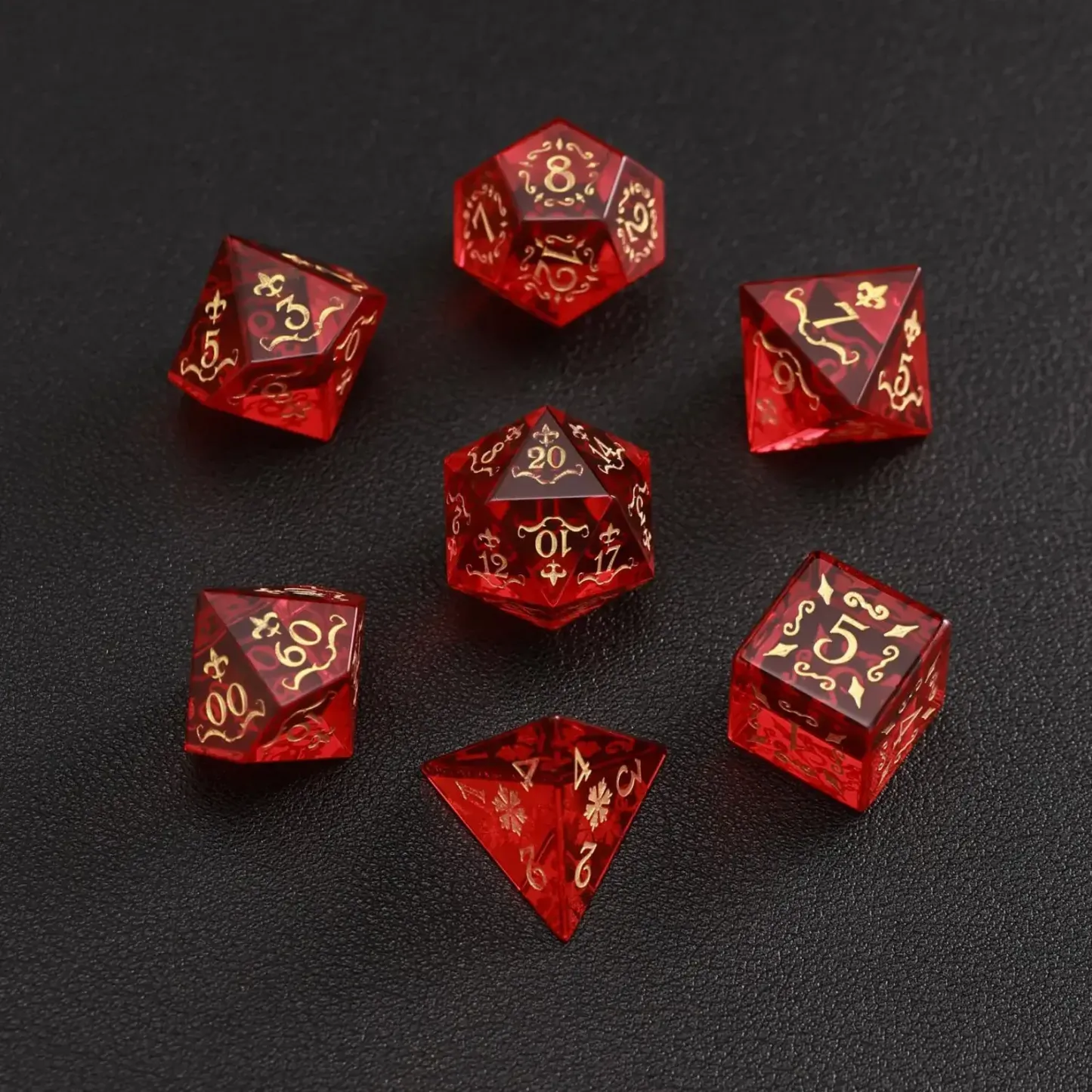Red Garnet DND Dice Set – Dungeons & Dragons Polyhedron RPG Gem Dice Set