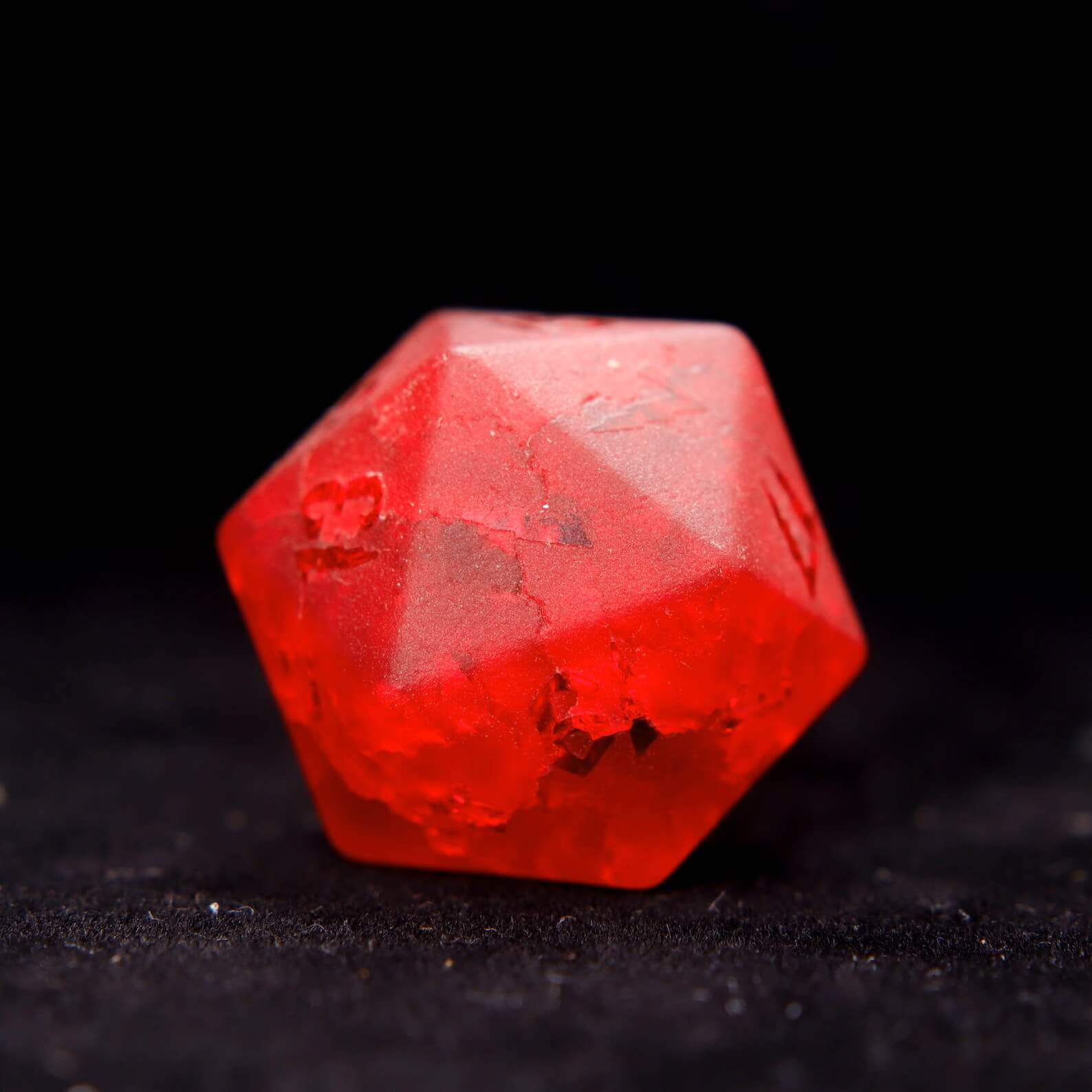 Red Glass Sharp Edge D&D Dice Set, Dungeons and Dragons Polyhedral RPG Gemstone Dice Set