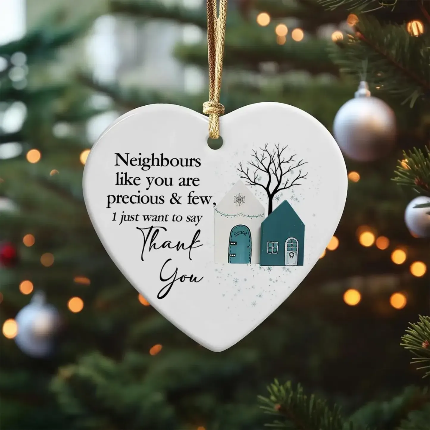 Christmas Keepsake for Neighbor – Thank You Heart Ornament 2025