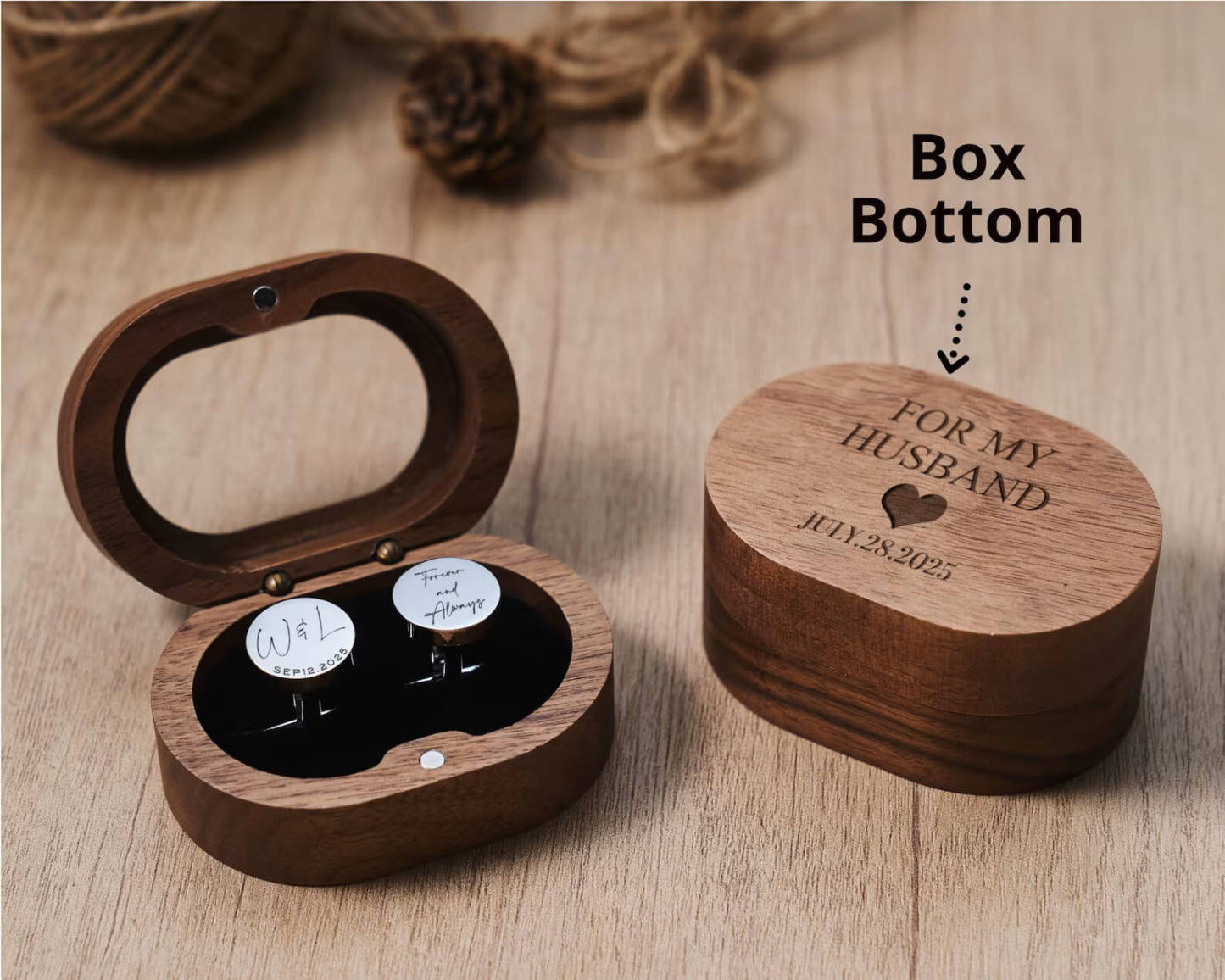 Personalized Engraved Cufflinks with Versatile Gift Box – Wedding & Anniversary Gift