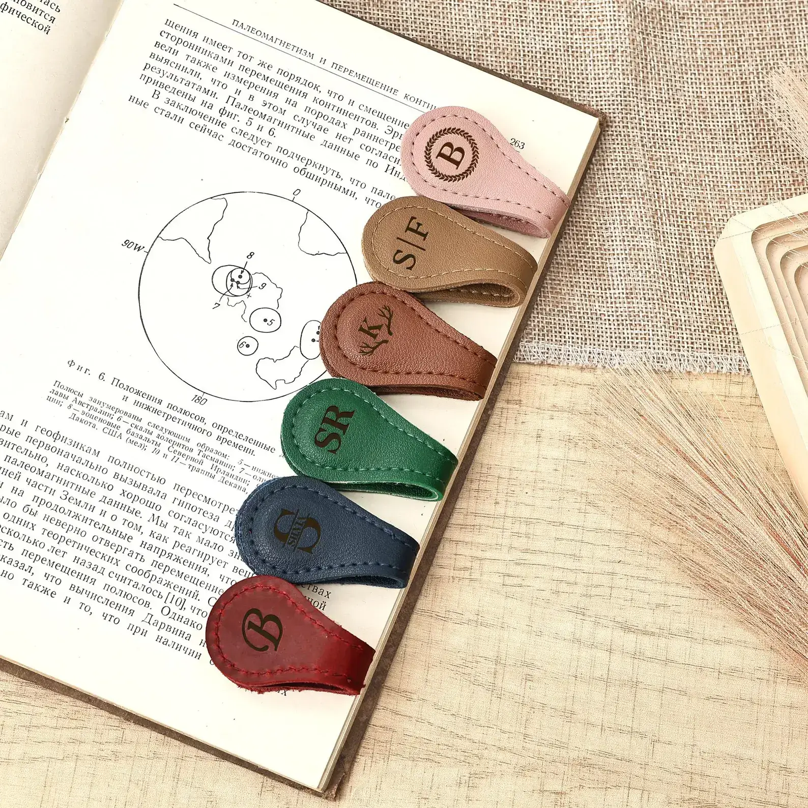 Personalized Leather Magnetic Bookmark – Initials/Name Gift for Men & Women