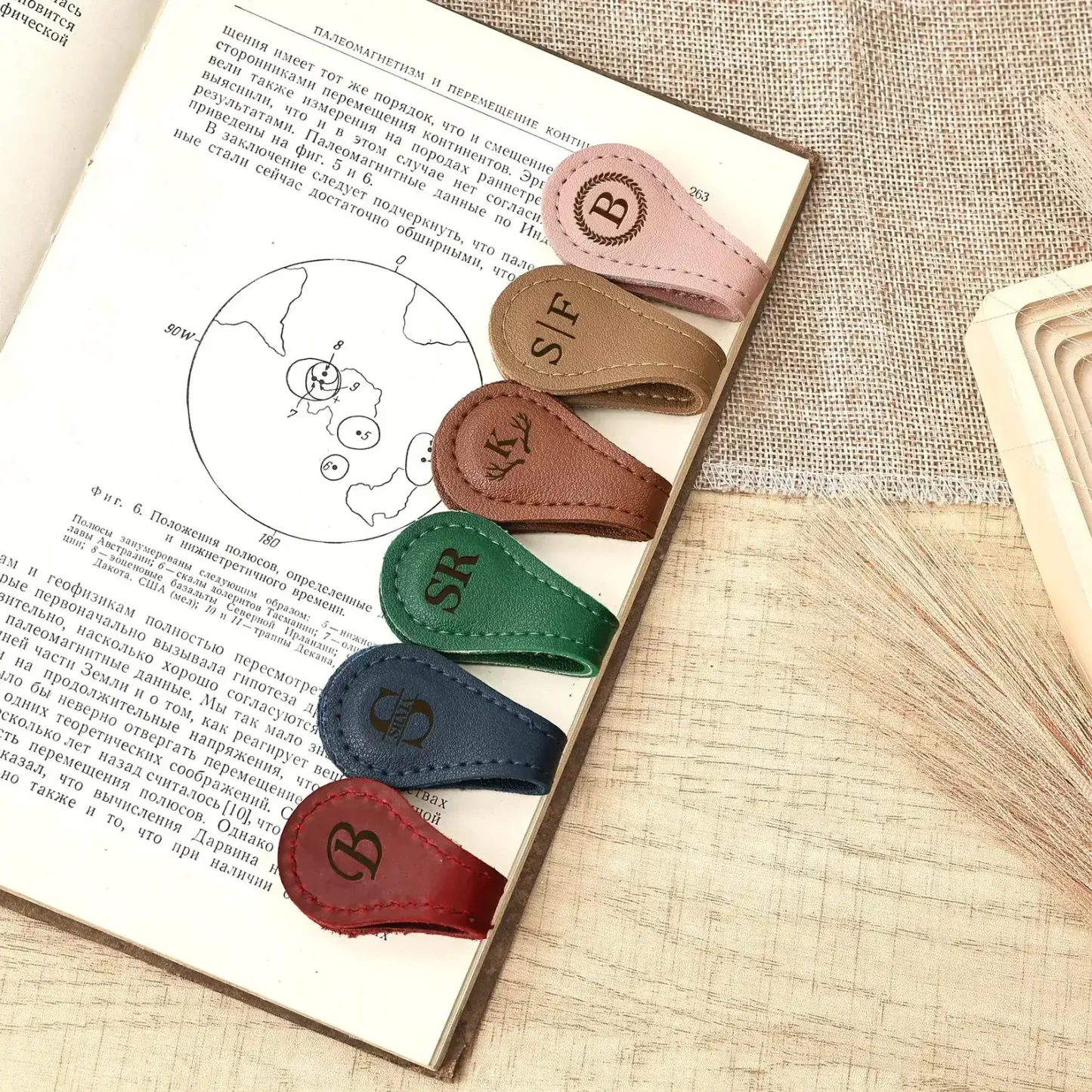 Personalized Leather Magnetic Bookmark – Initials/Name Gift for Men & Women