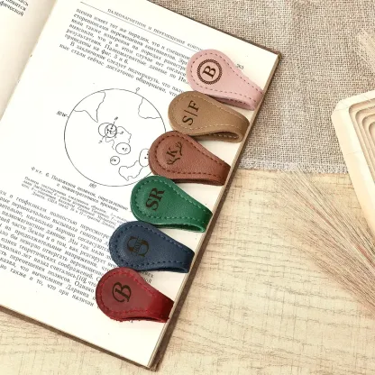 Personalized Leather Magnetic Bookmark – Initials/Name Gift for Men & Women