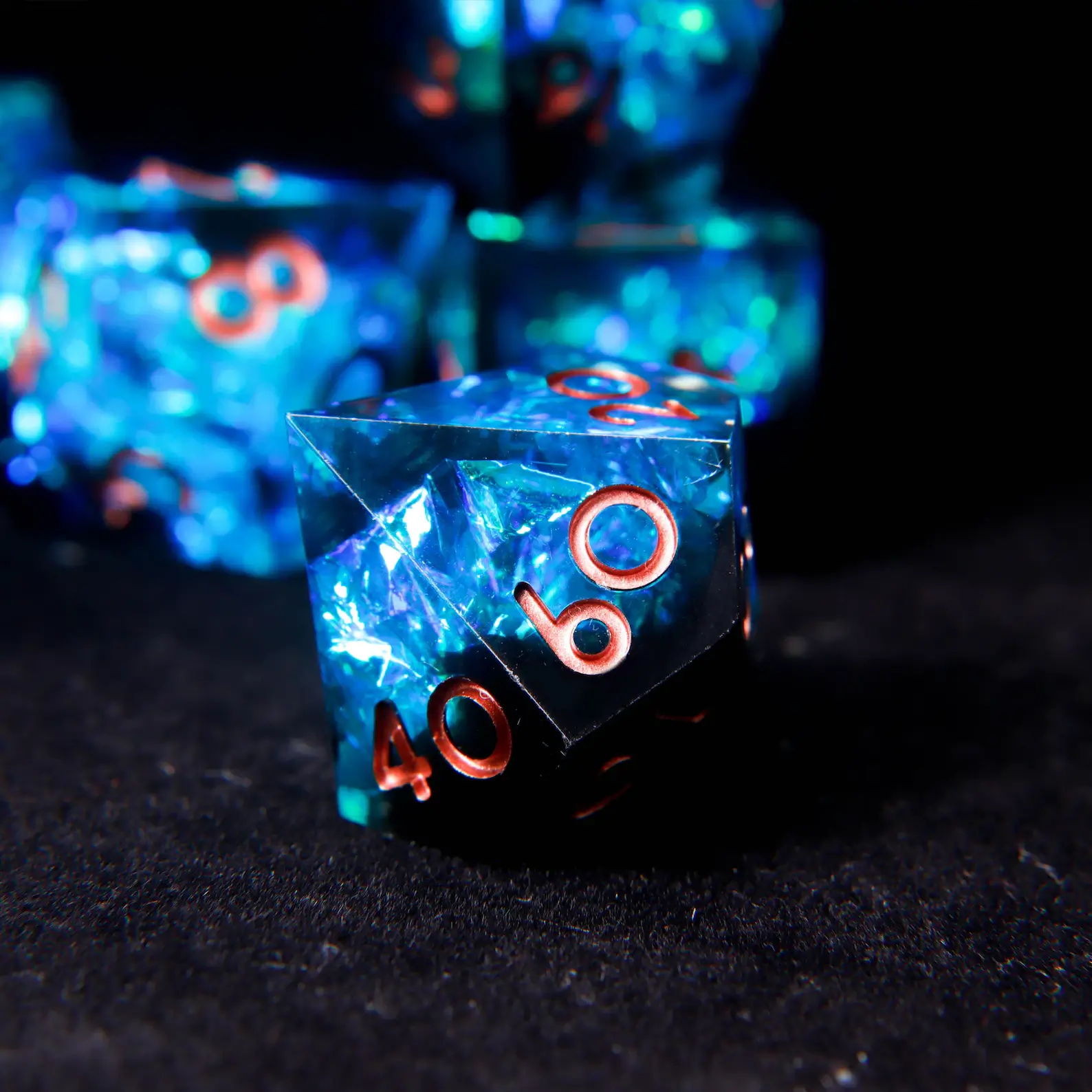Blue Lightning DND Dice Set – Sharp Polyhedral Resin Dice, Birthday Gift for Boyfriend