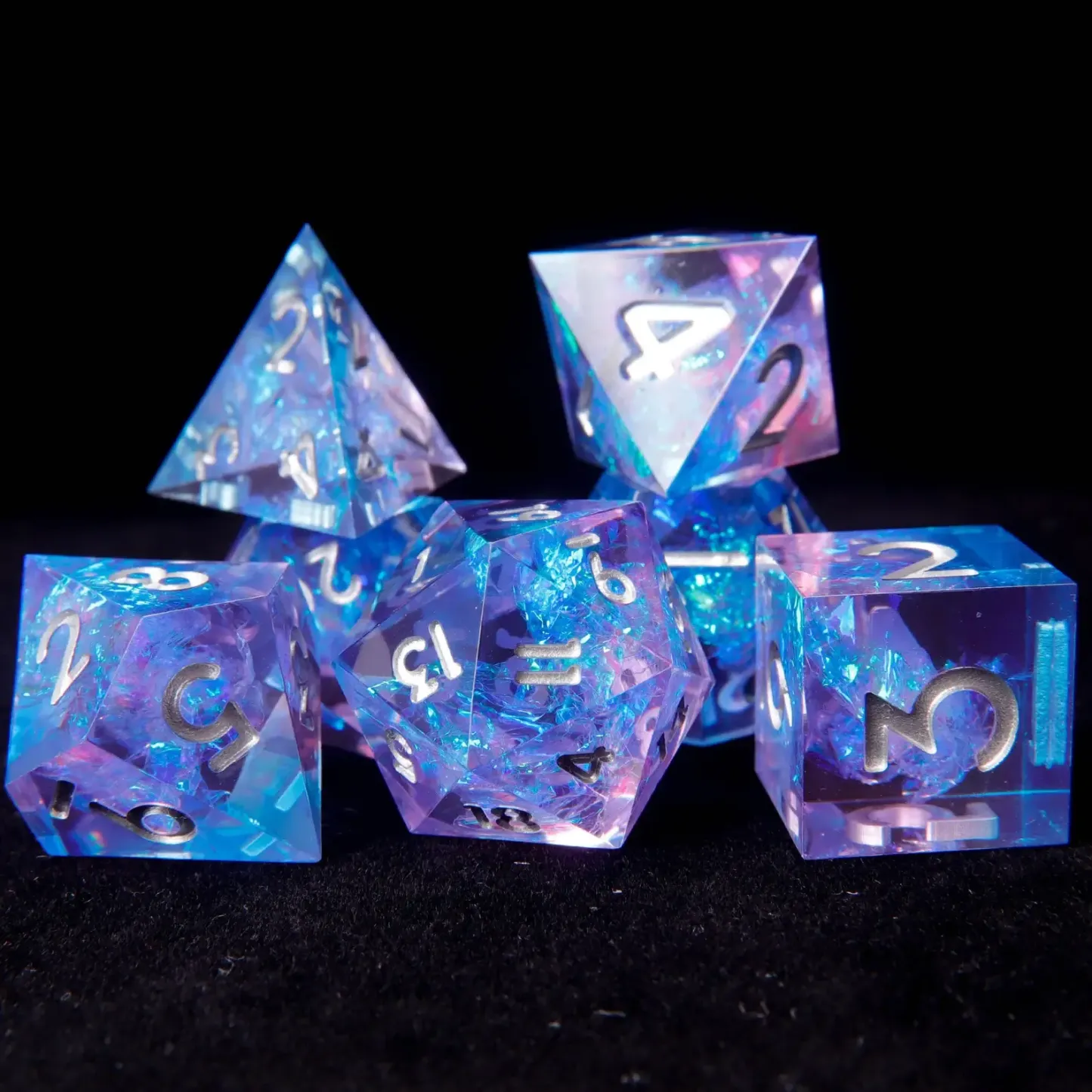 Light Purple & Blue DND Dice Set – Perfect Birthday Gift, Sharp Edge D&D Polyhedral Dice (D6, D20)