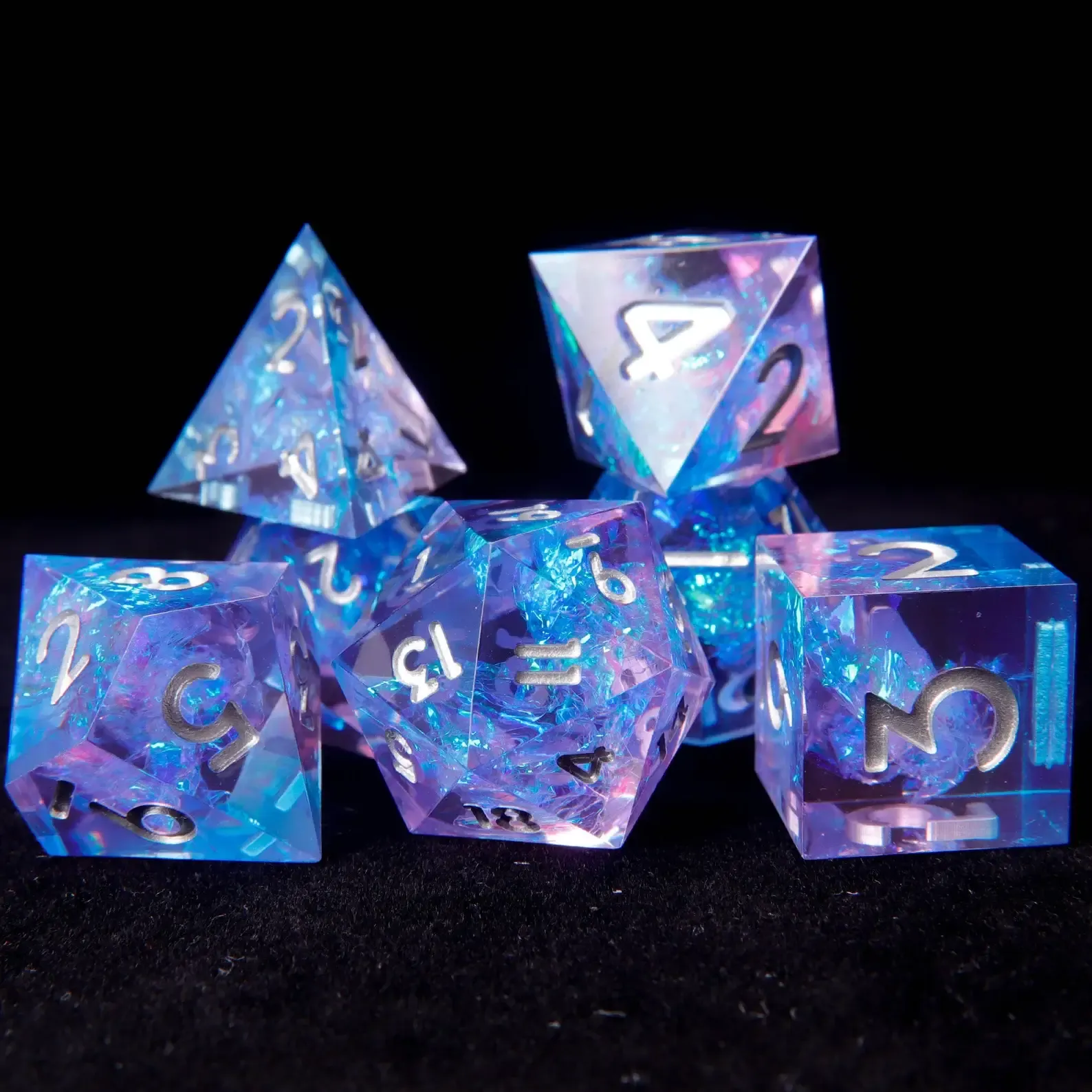 Light Purple & Blue DND Dice Set – Perfect Birthday Gift, Sharp Edge D&D Polyhedral Dice (D6, D20)