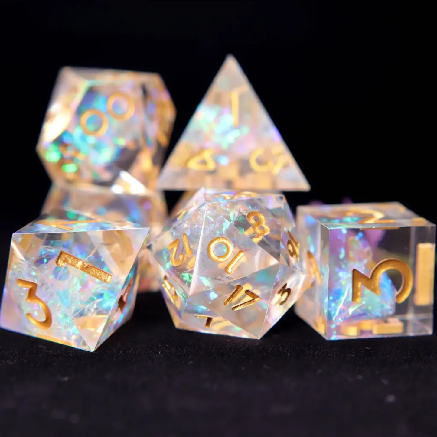 Rainbow Transparent RPG Dice Set – Soft Color Polyhedral D&D Dice, Gift for Her