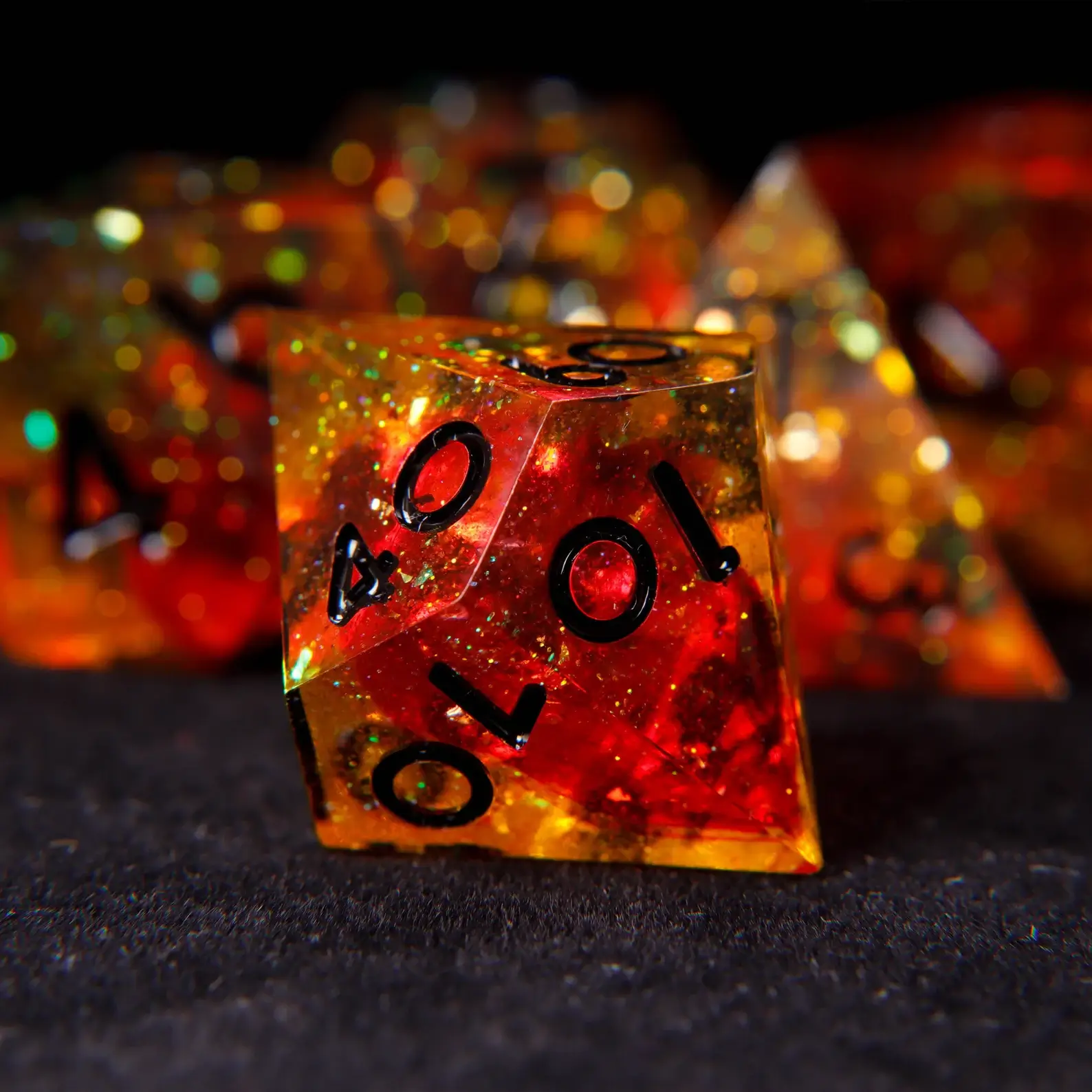 Orange D&D Dice Set – Sharp Edge D6 & D20, Polyhedral RPG Victory Gift