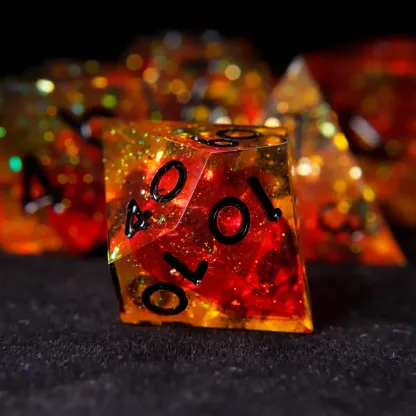 Orange D&D Dice Set – Sharp Edge D6 & D20, Polyhedral RPG Victory Gift