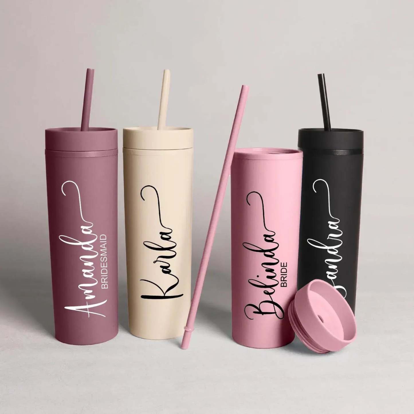 Personalized Skinny 16oz Tumbler with Straw – Bridesmaid Gift Idea