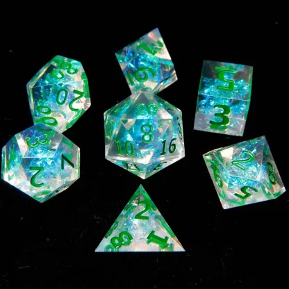 Green DND Dice Set – Sharp Edge Polyhedral RPG Dice
