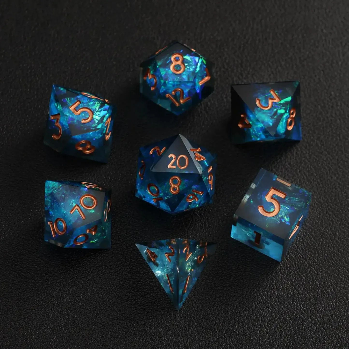 Blue Lightning DND Dice Set – Sharp-Edge Polyhedral D&D Dice