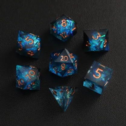 Blue Lightning DND Dice Set – Sharp-Edge Polyhedral D&D Dice