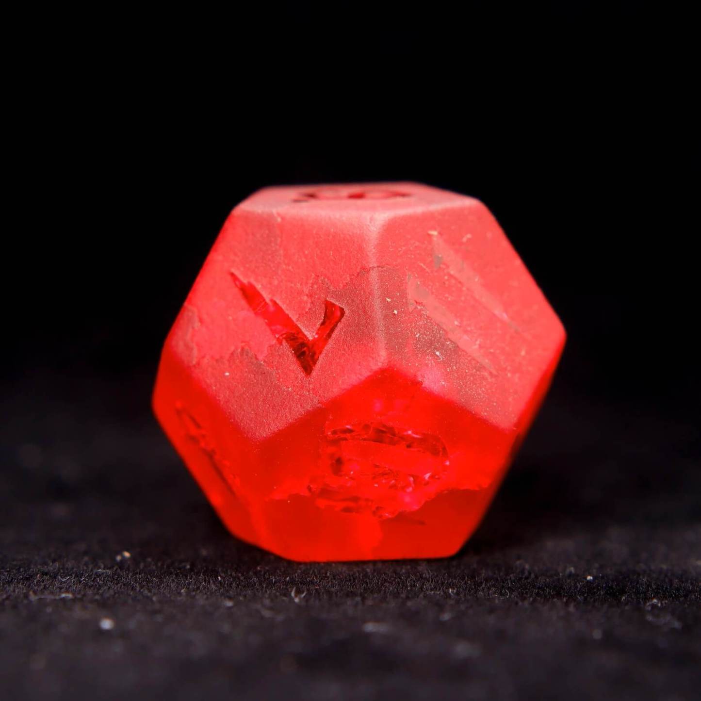 Red Glass Sharp Edge D&D Dice Set, Dungeons and Dragons Polyhedral RPG Gemstone Dice Set