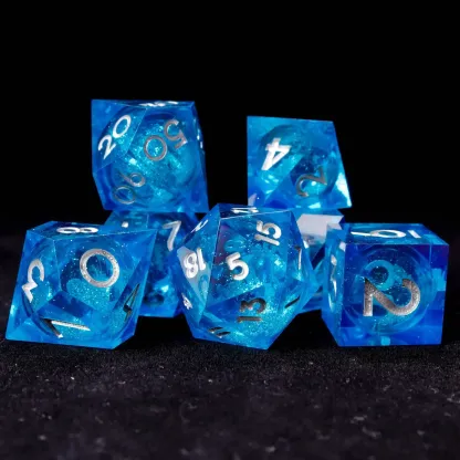 Liquid Core DND Dice Set – Sharp Polyhedral D6 & D20, Gift for D&D Players