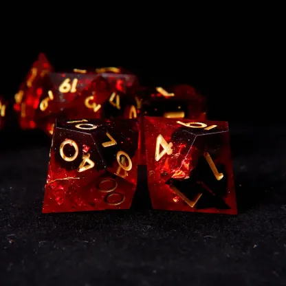 Fiery Red Sharp Edges Dungeons & Dragons Polyhedron RPG Dice Set DND