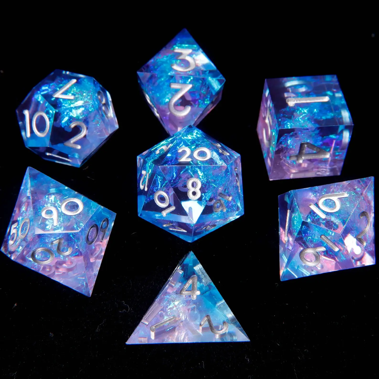Light Purple & Blue DND Dice Set – Perfect Birthday Gift, Sharp Edge D&D Polyhedral Dice (D6, D20)