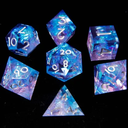 Light Purple & Blue DND Dice Set – Perfect Birthday Gift, Sharp Edge D&D Polyhedral Dice (D6, D20)