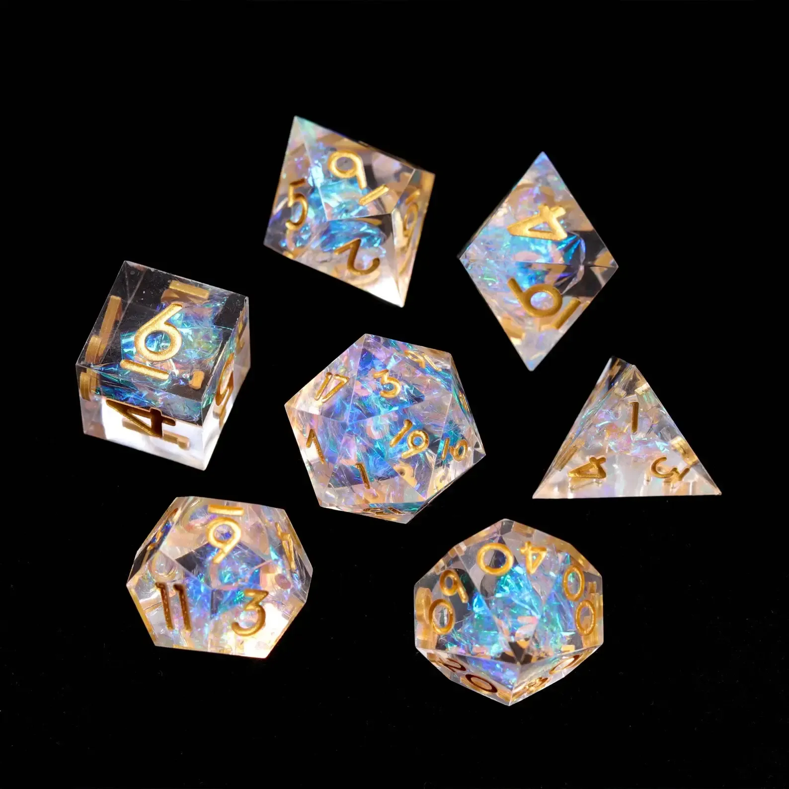 Rainbow Transparent RPG Dice Set – Soft Color Polyhedral D&D Dice, Gift for Her